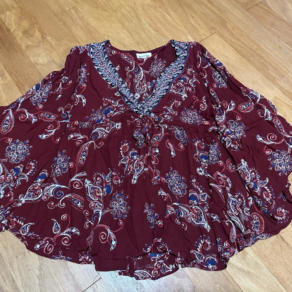 Burgundy Paisley Printed Flowey Top